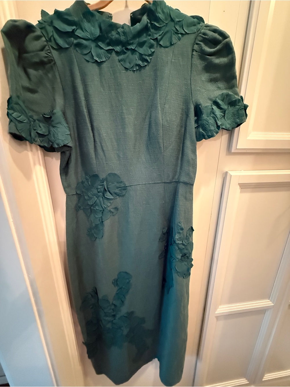 ANTONIO MELANI Teal Floral-Appliqué Midi Dress - Picture 3 of 3